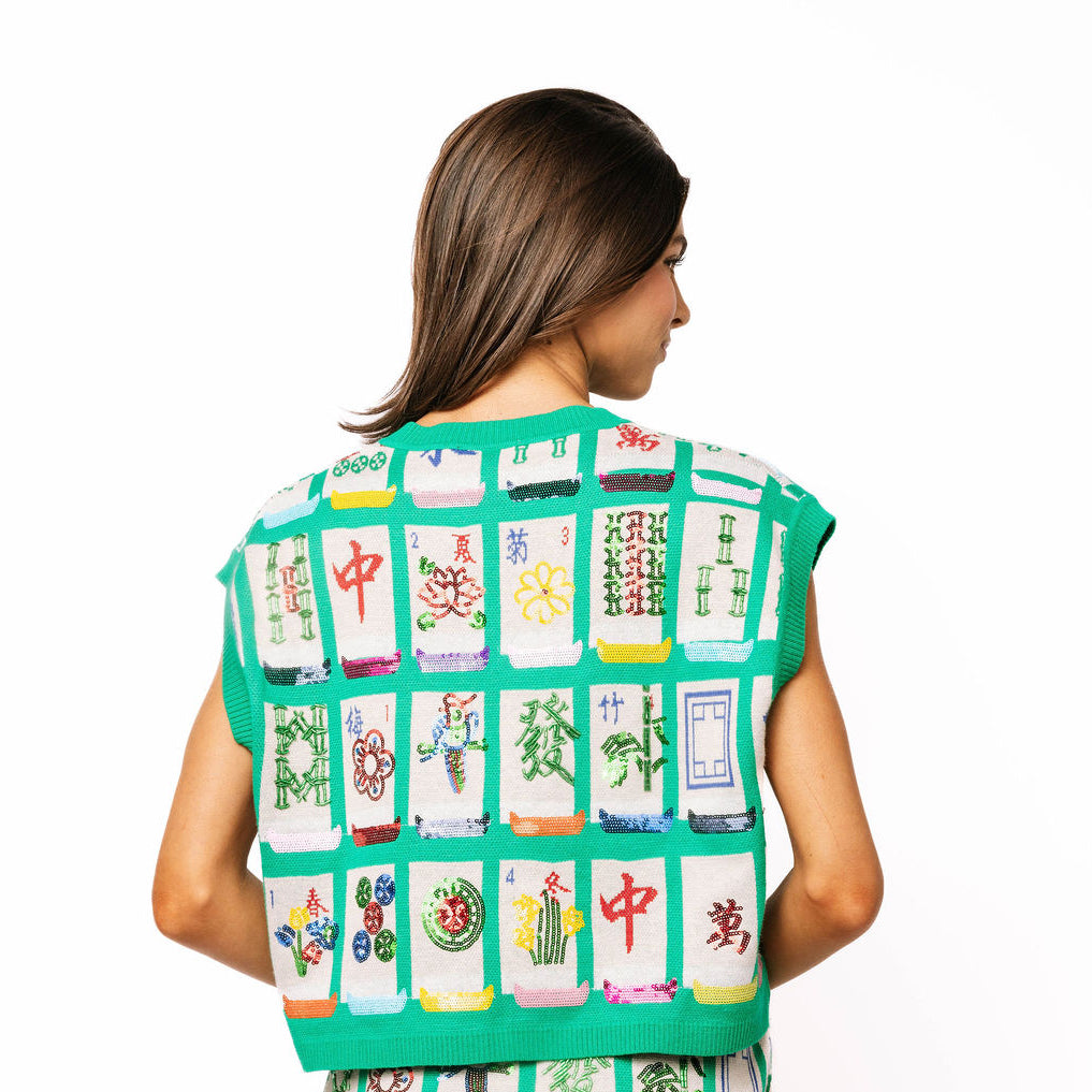 Queen of Sparkles - Mahjong Tile Tie Up Tank SP26662 - Green