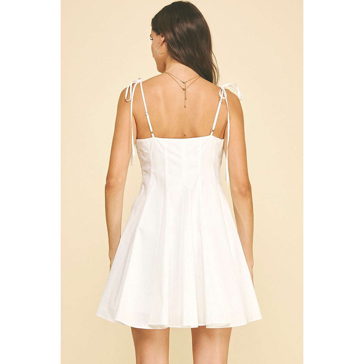 Sweetheart Tie-Shoulder Flare Dress 6892 – White