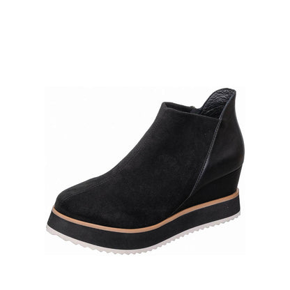 Antelope - Q84 - Imani - Suede Wedge Ankle Booties Elastic Side Panel - Black Suede - SALE