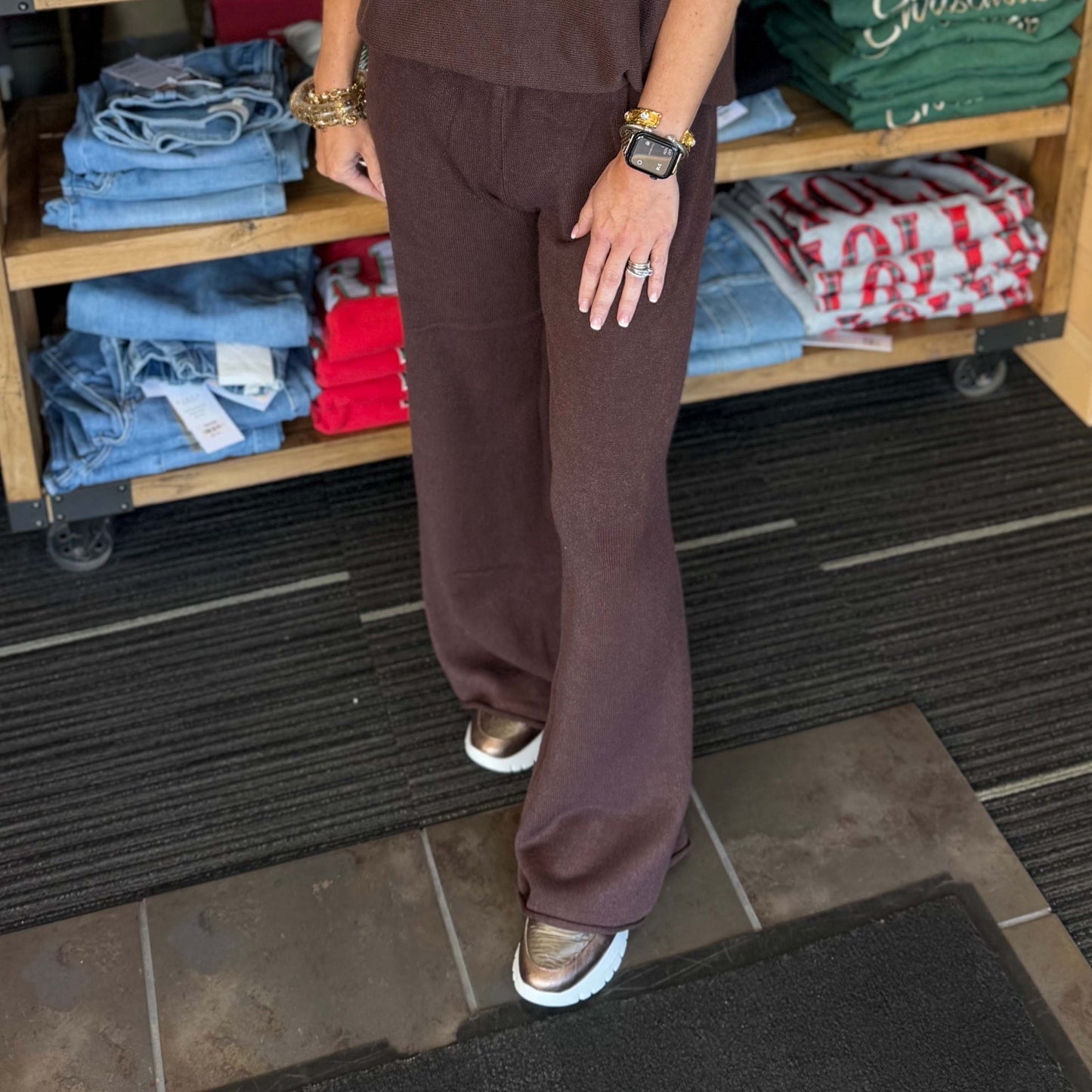 Milio Milano - Italian Viscose, Flared Pants 0106 - Chocolate