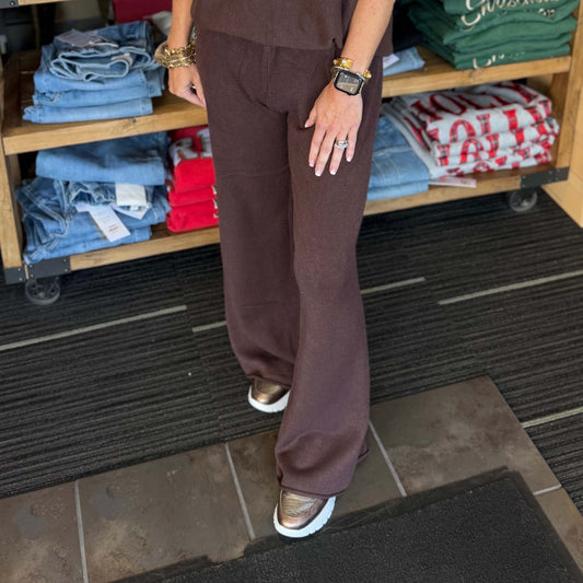 Milio Milano - Italian Viscose, Flared Pants 0106 - Chocolate