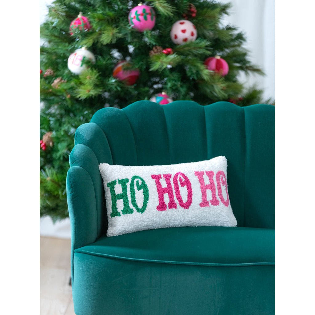 Shiraleah "Ho Ho Ho" Pillow, Ivory