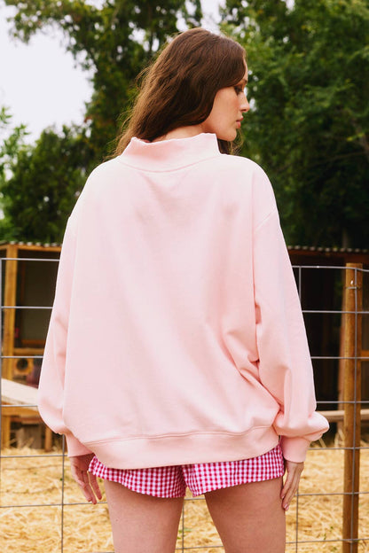 Blessed Graphic Sweatshirt – Soft Peach Oversized Pullover 2594 - Pink - SALE