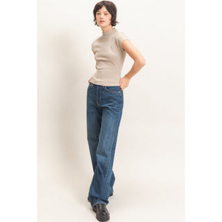 Mock Neck Cap Sleeve Cotton Top 323 – Warm Gray