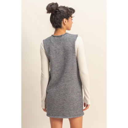 DZ - V-Neck Sleeveless Knit Mini Dress 935 - Charcoal