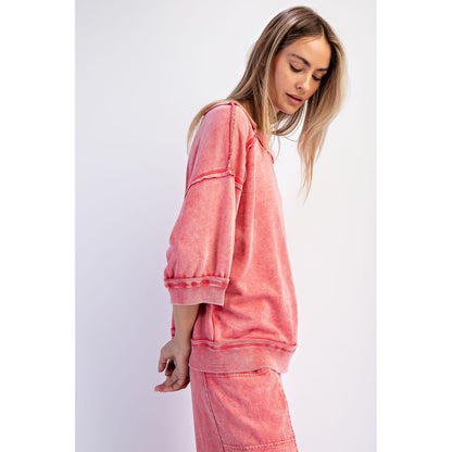 Candy Red Mineral Washed Terry Lounge Set 0110/6446