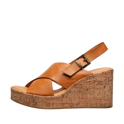 Antelope - H34 Aly - High Platform Cork Wedge - Tan