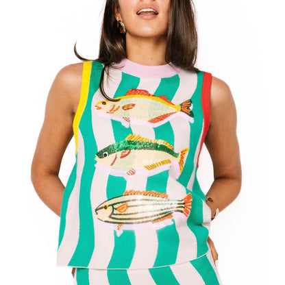 Queen of Sparkles - Teal Multi Fish Tank Top 🐠✨ - SALE