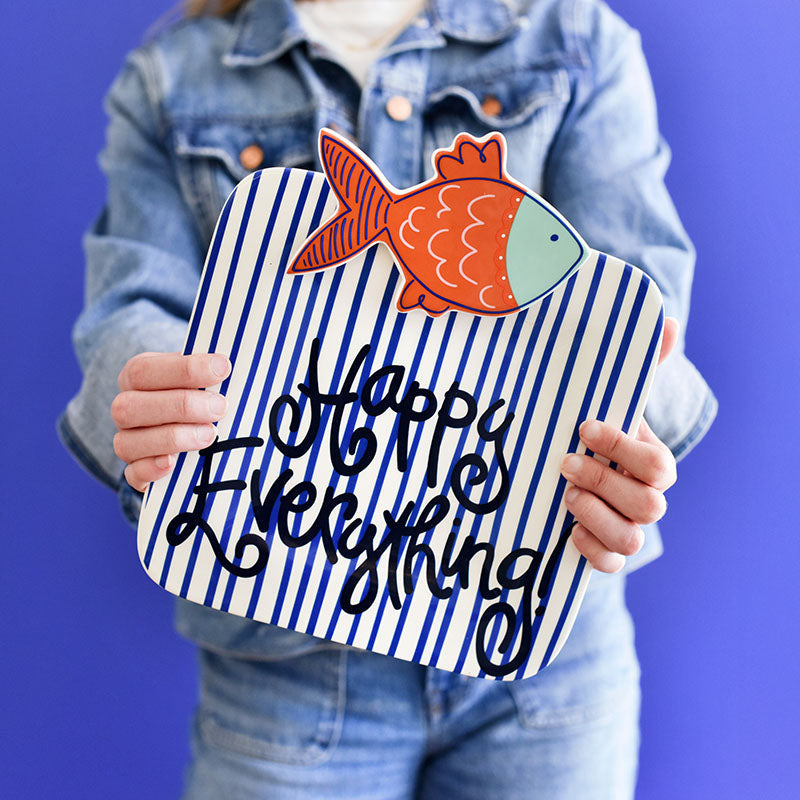 Coton Colors - Skinny Stripe, Mini Happy Everything Platter 9.25” - Indigo