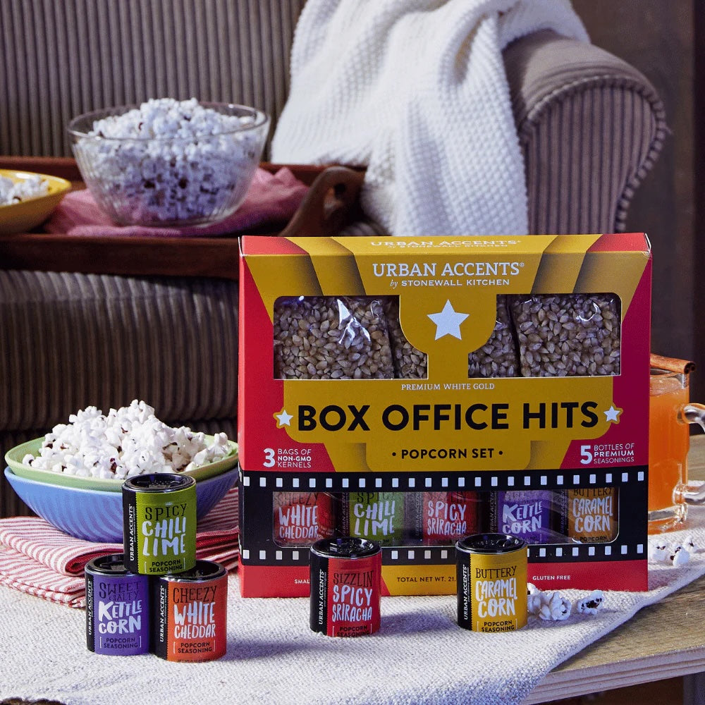 Urban Accents Box Office Hits Popcorn Kernels and Popcorn Seasoning Variety Pack (Set of 8)