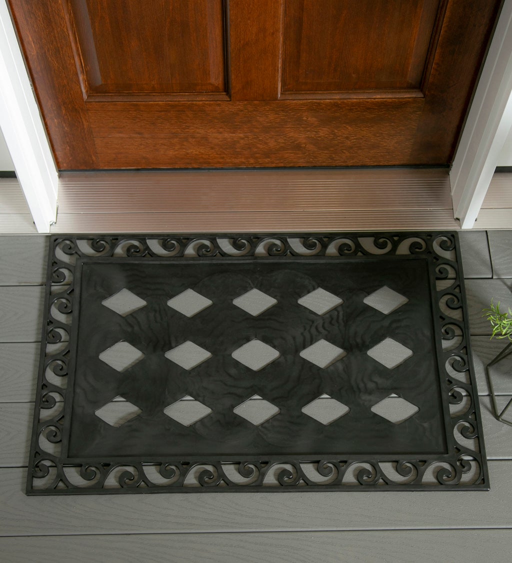 Evergreen - Cutout Scroll Embossed Floor Mat Tray, 36" X 24"