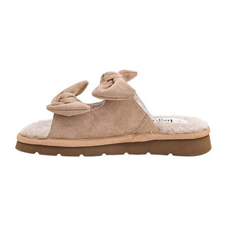 Corkys Hey Girl - Airplane Mode Bow Slide Sandal – Sand Faux Suede