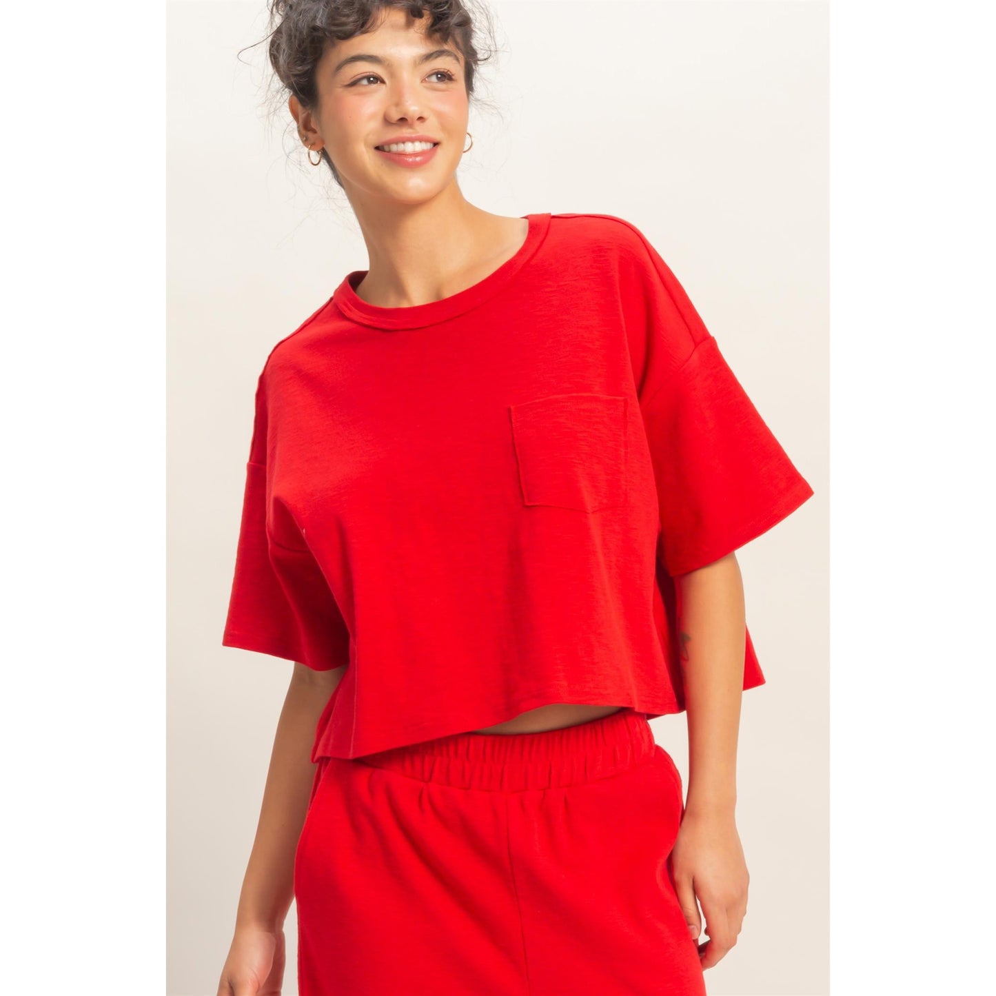 DZ - Exposed Seam, Boxy Top & Pants Set 024/091 - Red