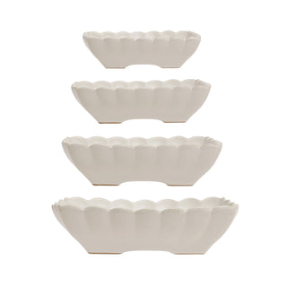 CC - Stoneware Serving Dishes w/ Scalloped Edge, Matte White, Set of 4