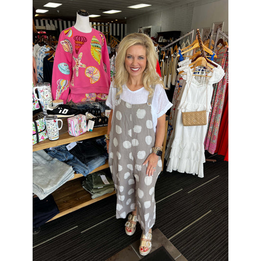 LA - Linen Polka Dot Jumpsuit 3805 - Beige