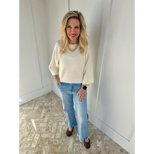 Risen - Mid Rise, Crop Straight Jeans 1137 - Light