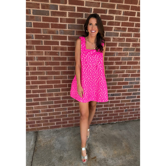 Entro - Animal, Jacquard, Sleeveless Mini Dress 9596 - Hot Pink