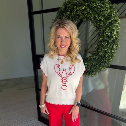 Entro - Embroidered ‘Lobster’ top 9853 - Cream