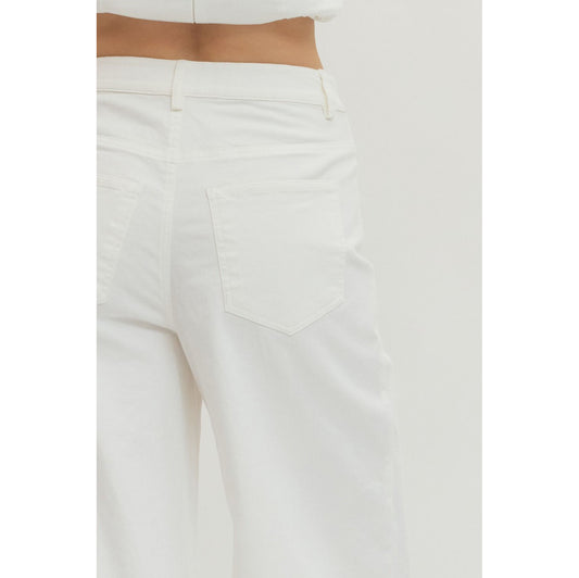 ENTRO -  Wide Leg, Scalloped Hem Jeans Pants 8358 - Off White