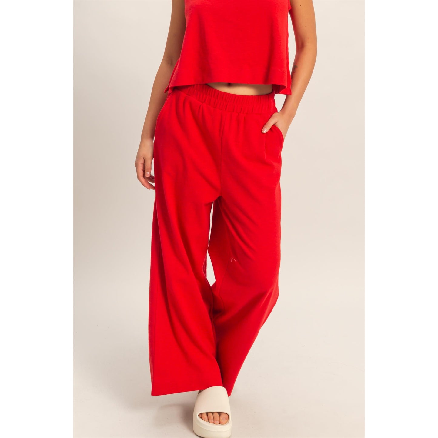DZ - Exposed Seam, Boxy Top & Pants Set 024/091 - Red