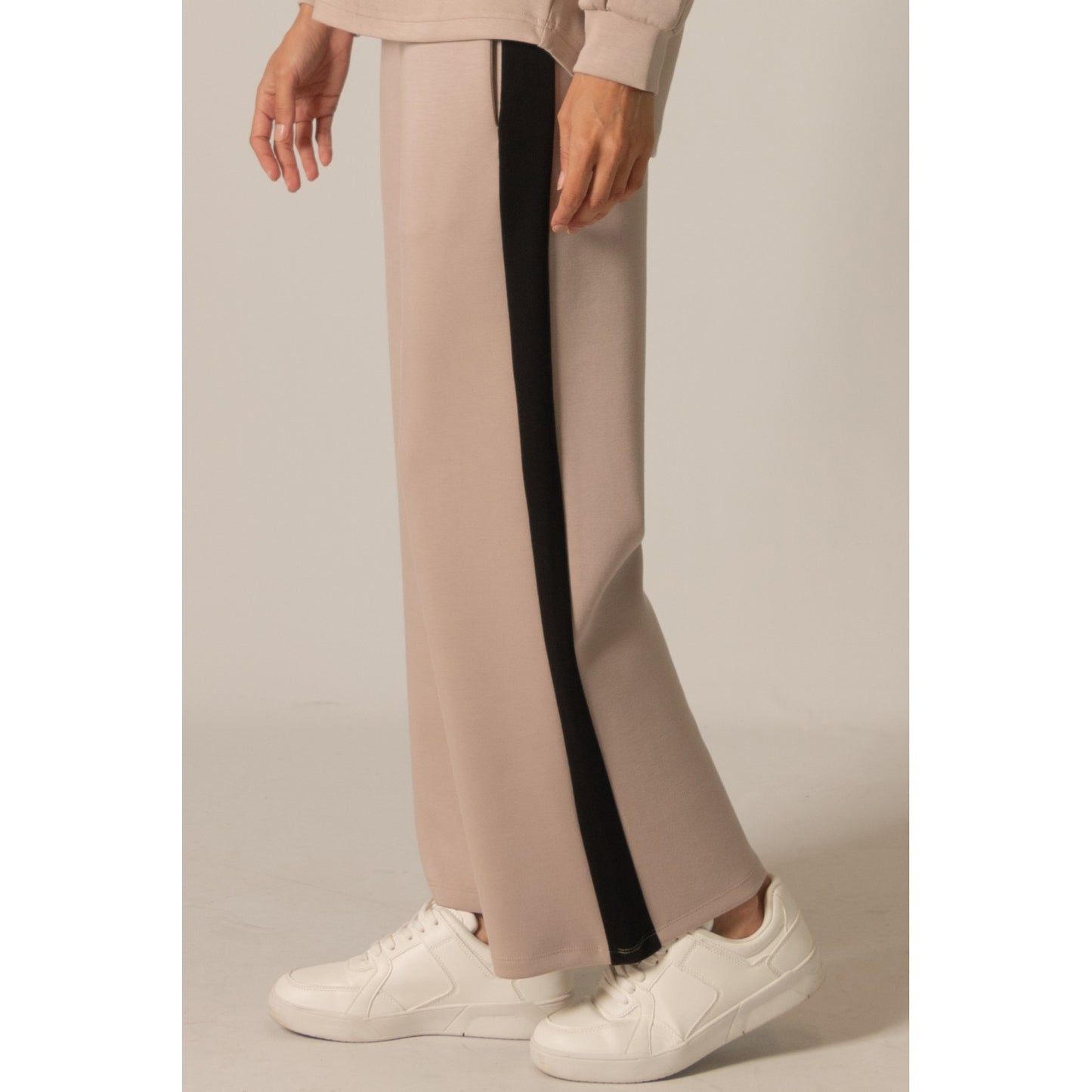 BYC - Butter Modal Side Stripe Wide Leg Pants 0028 - Taupe