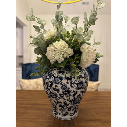 KK - 20 Inch Real Touch Hydrangea Stem - White