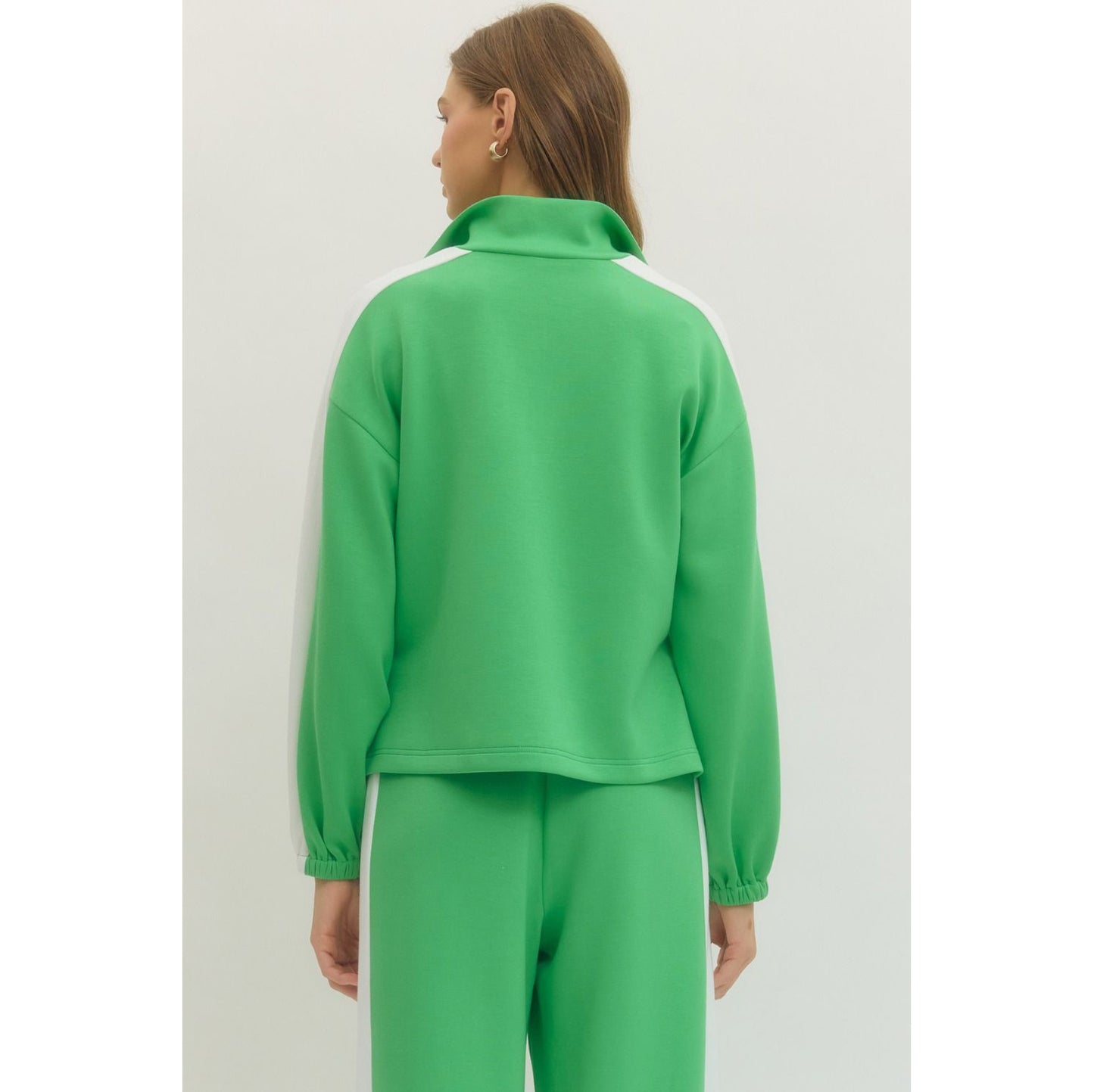 ENTRO -  Contrast accent, Top & Pants Set 8985 / 8984 - Kelly Green