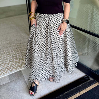 A Line Polka Dot Midi Skirt