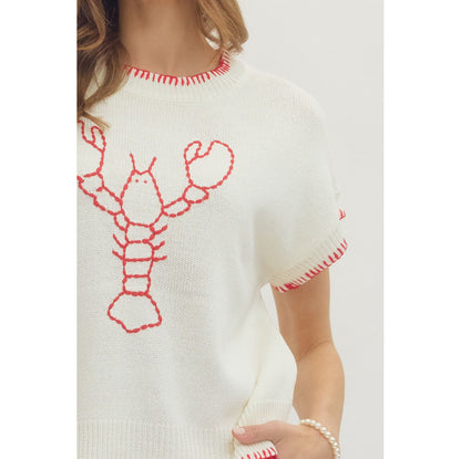 Entro - Embroidered ‘Lobster’ top 9853 - Cream