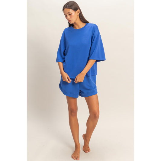 DZ - Scuba Short Sleeve Top & Shorts Set 271/708 - Cobalt Blue